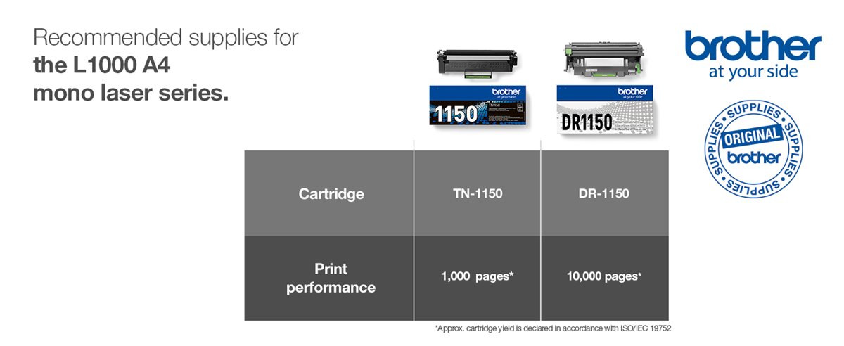 Recommended supplies for the L1000 A4 mono laser series