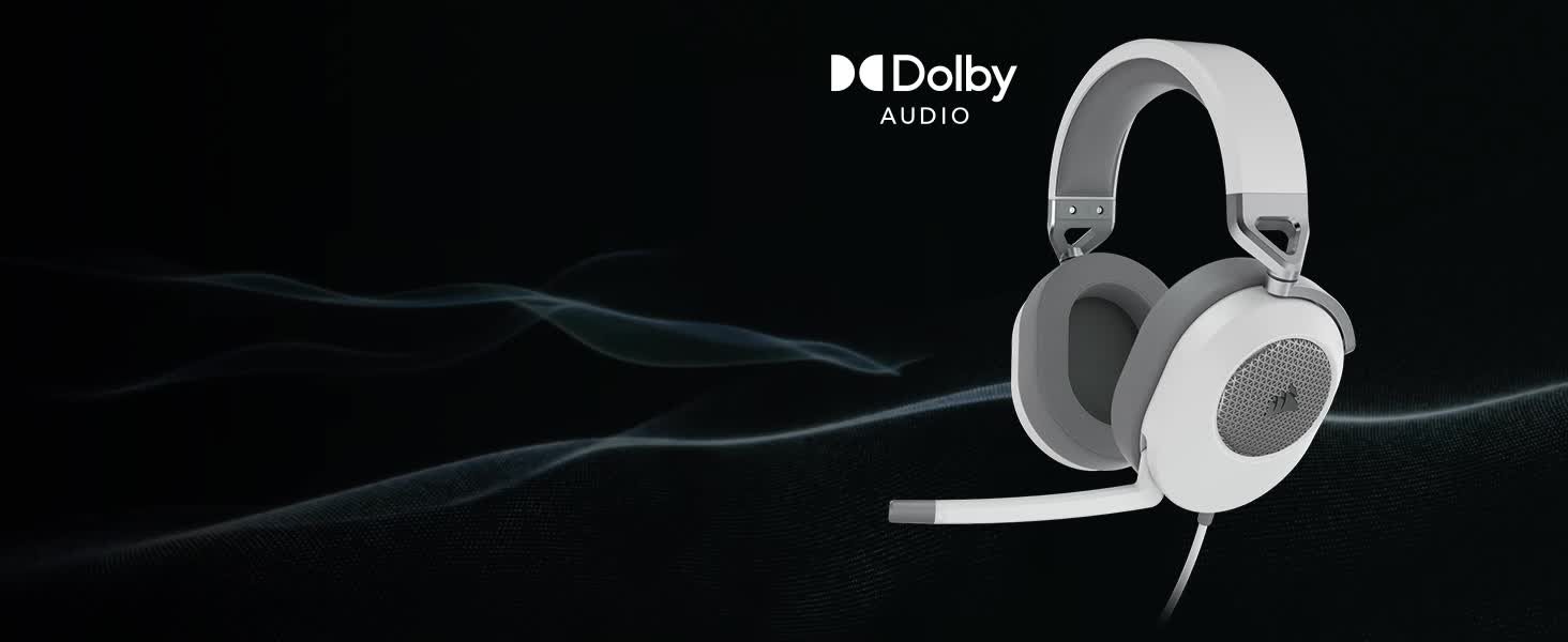 On Sound Audio HS65 Technology, SonarWorks 7.1 Mac, Multi-Platform And Compatibility) Gaming Surround Dolby White Memory SoundID Ear Surround Pads, PC (Leatherette Foam Headset Corsair