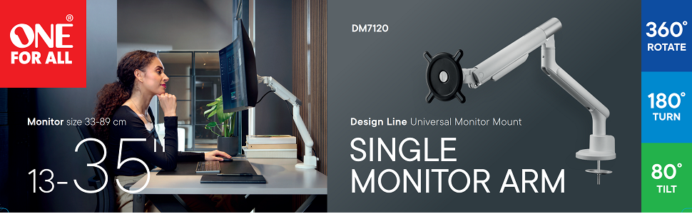 One For All Design universal monitor arm (DM7120) white