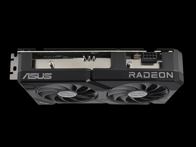 Top down view of the card ASUS Dual Radeon™ RX 7600 XT graphics card