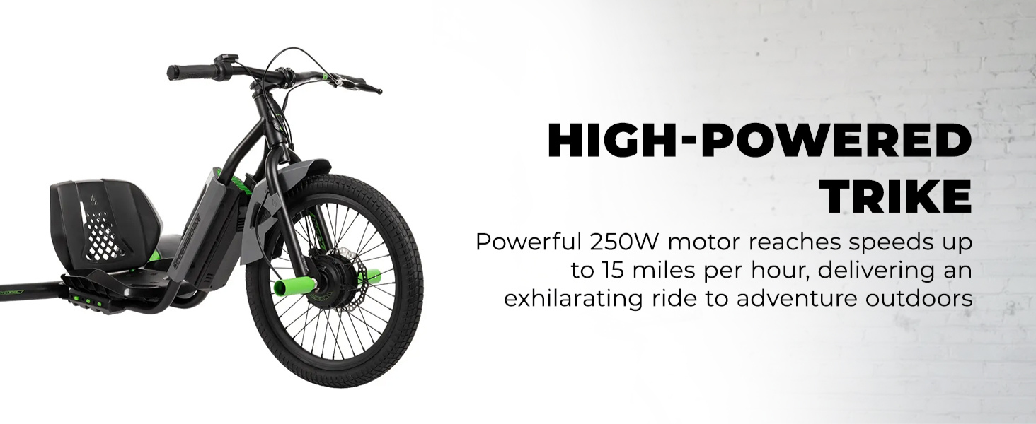 Huffy Green Machine 36V Electric Drift Trike, 15 MPH, Adult/Teens