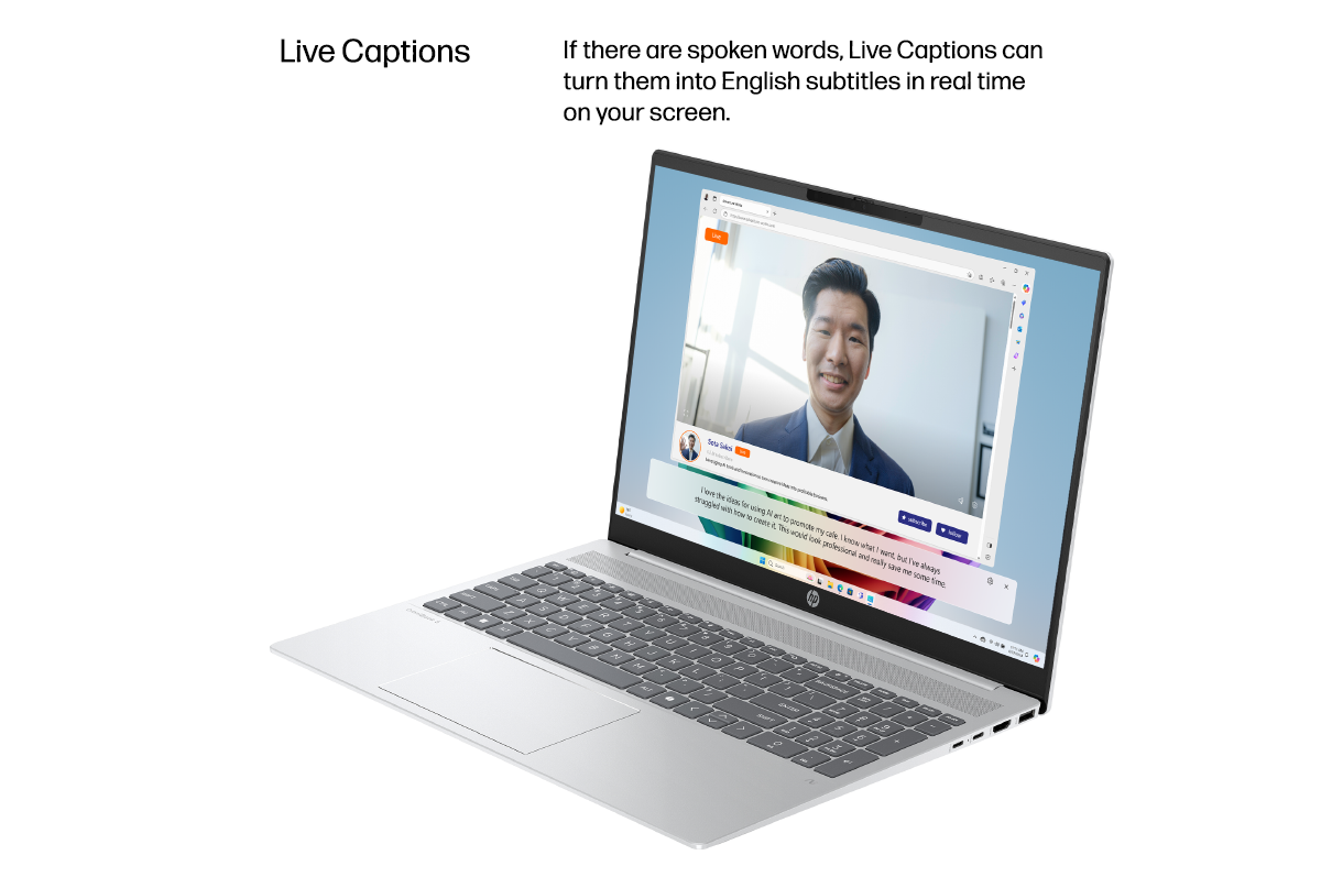 Video call in another language translated to English subtitles appearing on screen