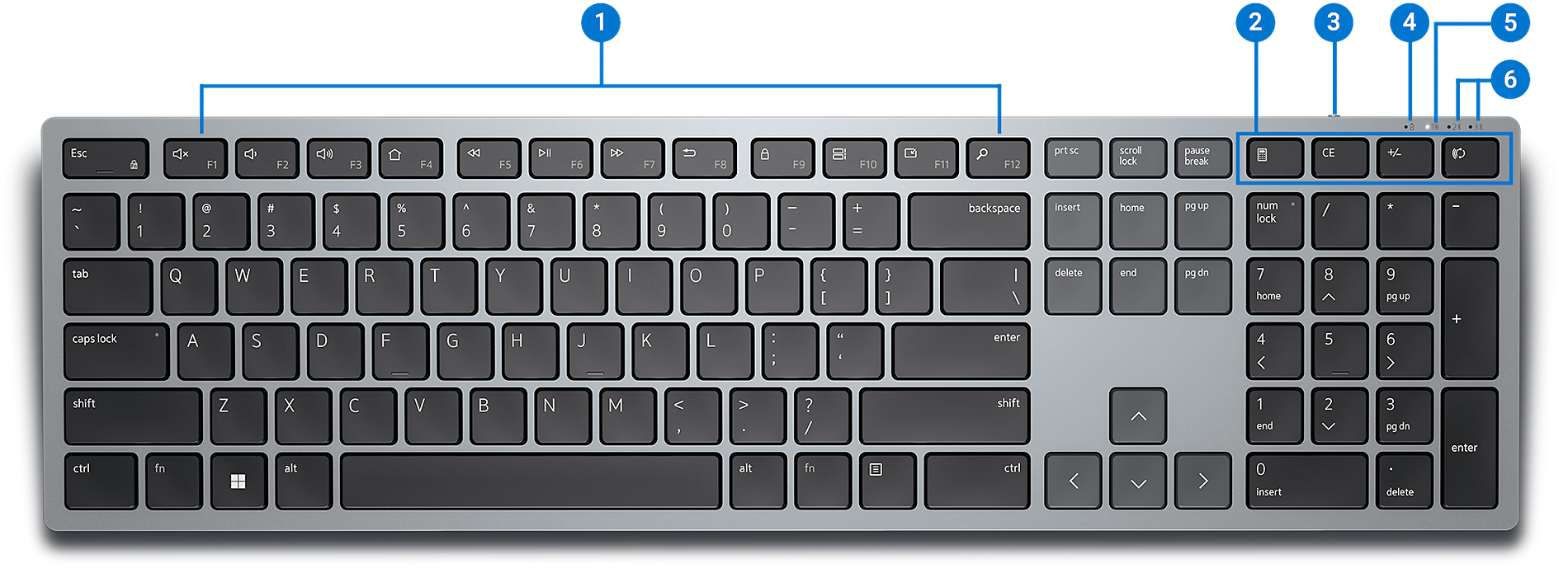 Dell Premier Multi-Device Wireless Bluetooth Keyboard KB700-GY-R