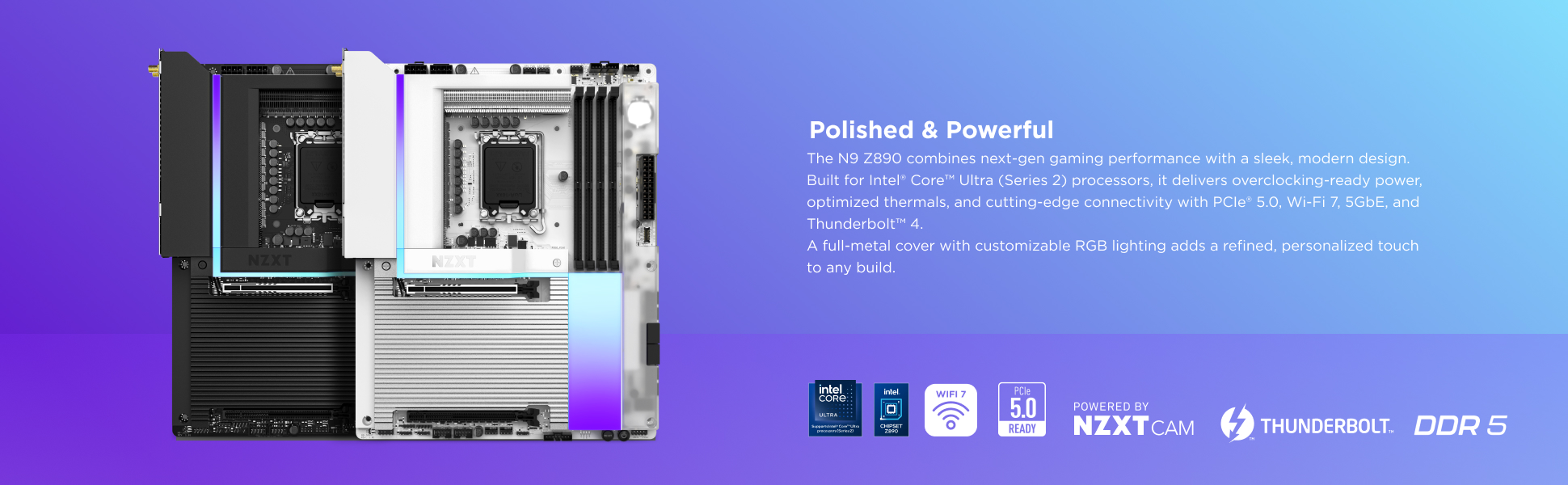 NZXT N9 Z890 - Intel Z890 LGA 1851 ATX Gaming Motherboard for Core
