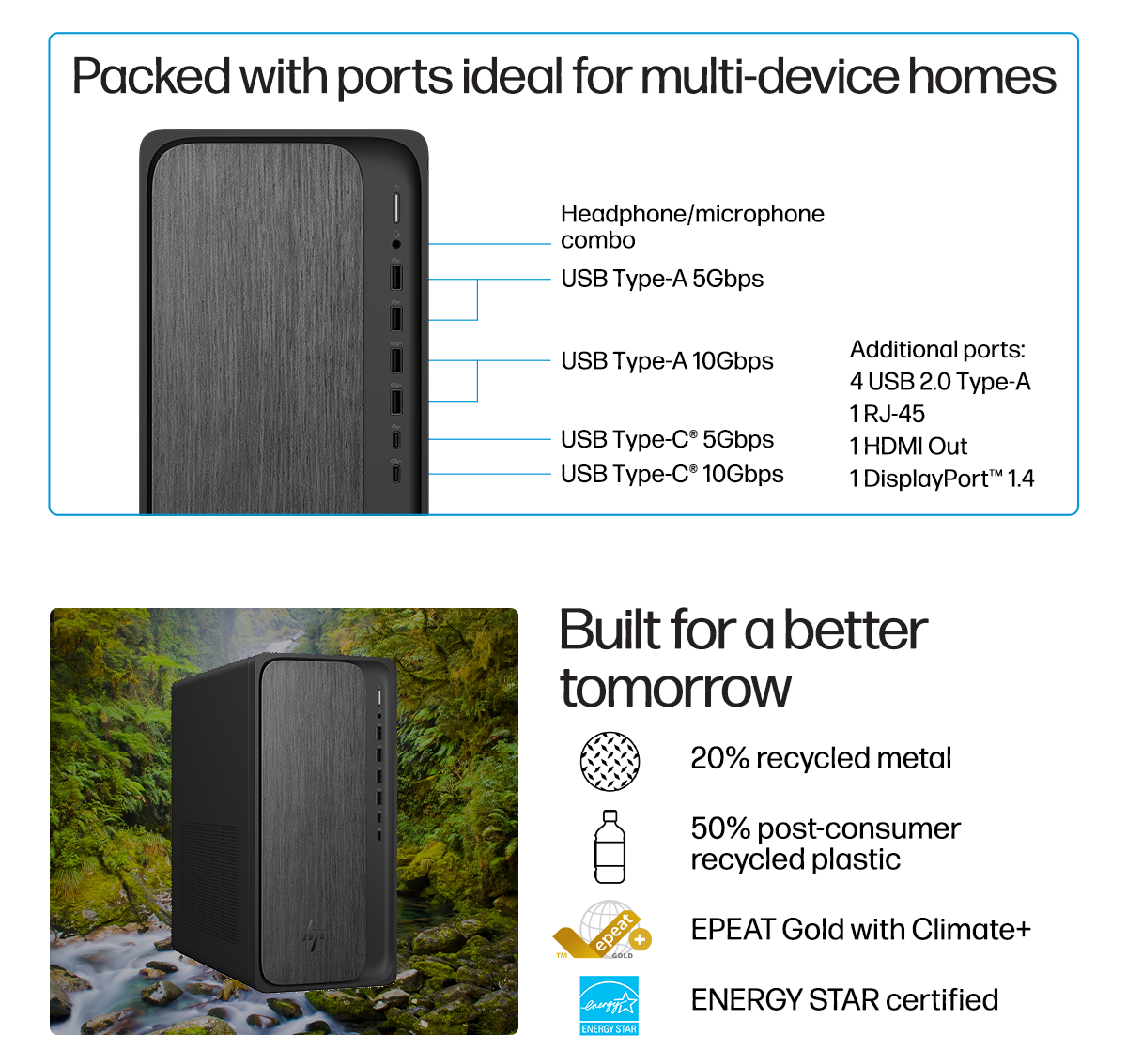 HP OmniDesk Tower - AMD Ryzen 7 8700G - Windows 11 Home - 32GB