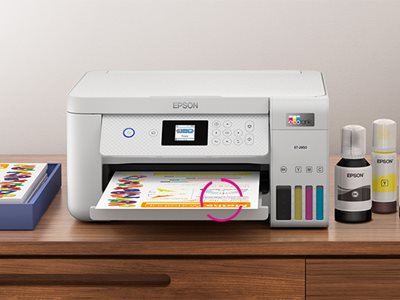 Epson EcoTank ET-2850 Impresora inalámbrica de inyección de tinta Supertank  todo en uno, sin cartuchos, color blanco, copia de escaneo de impresión