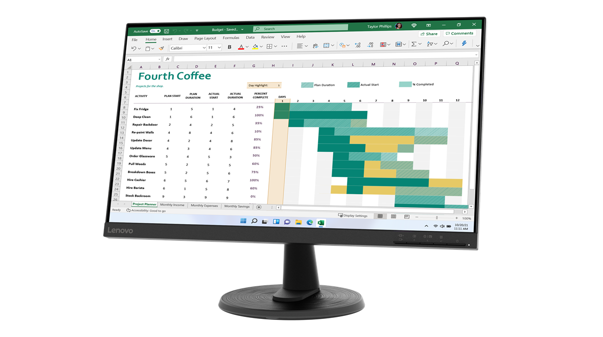Lenovo ThinkVision C24-40 23.8'' inch FHD Monitor (VA Panel, 75Hz, 5ms, HDMI, VGA) - Tilt Stand