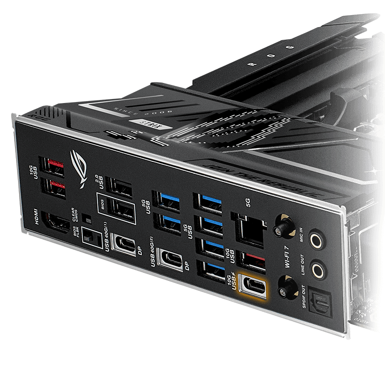Das Strix X870E-H verfügt über einen USB 10Gbps Anschluss an der Rückseite mit 30W Ladeleistung.
