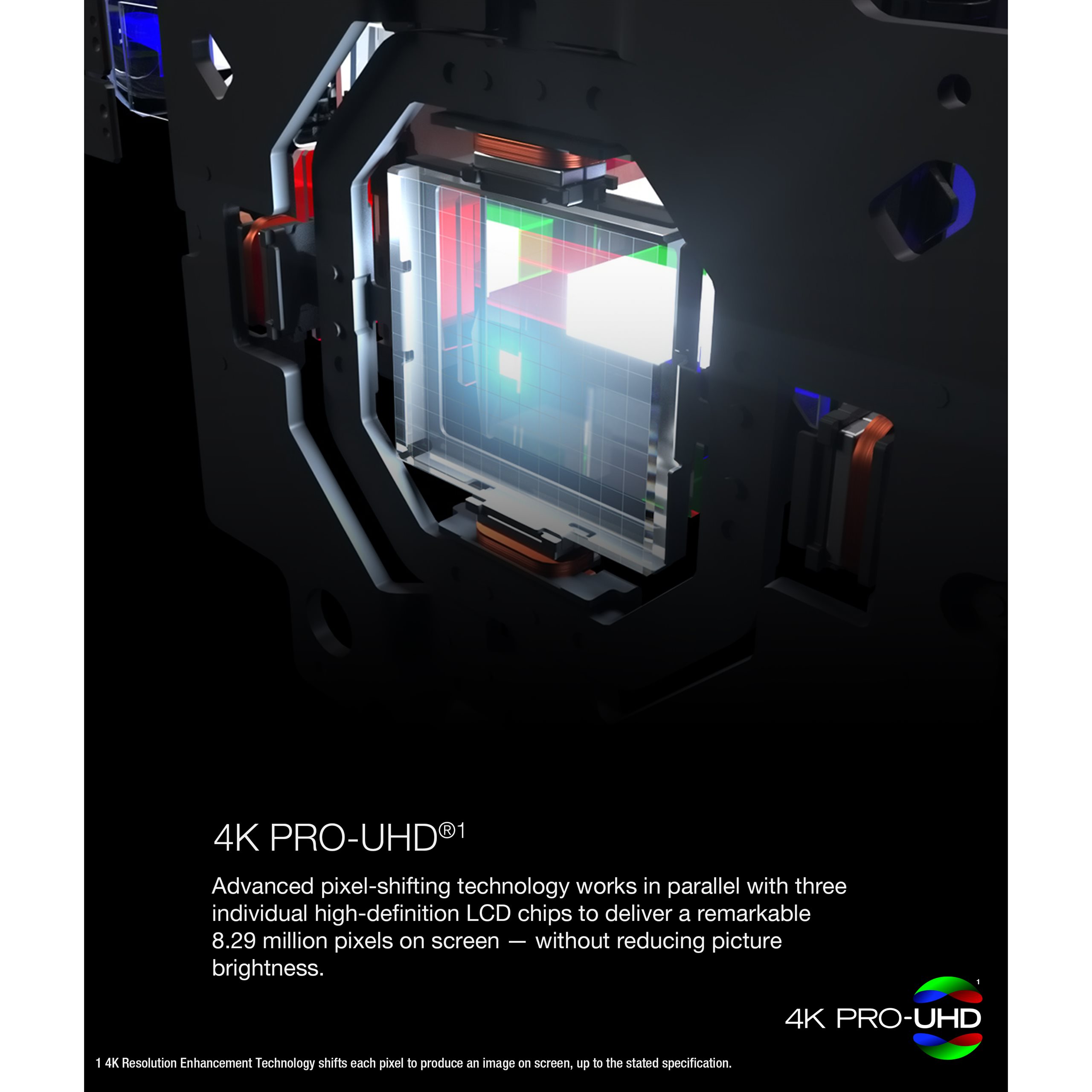 3LCD chip housing with light passing through it