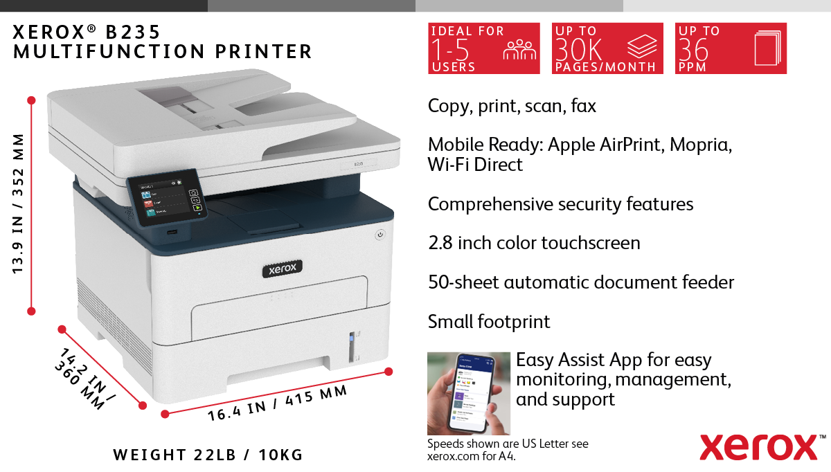 At-a-Glance Info About Xerox B235