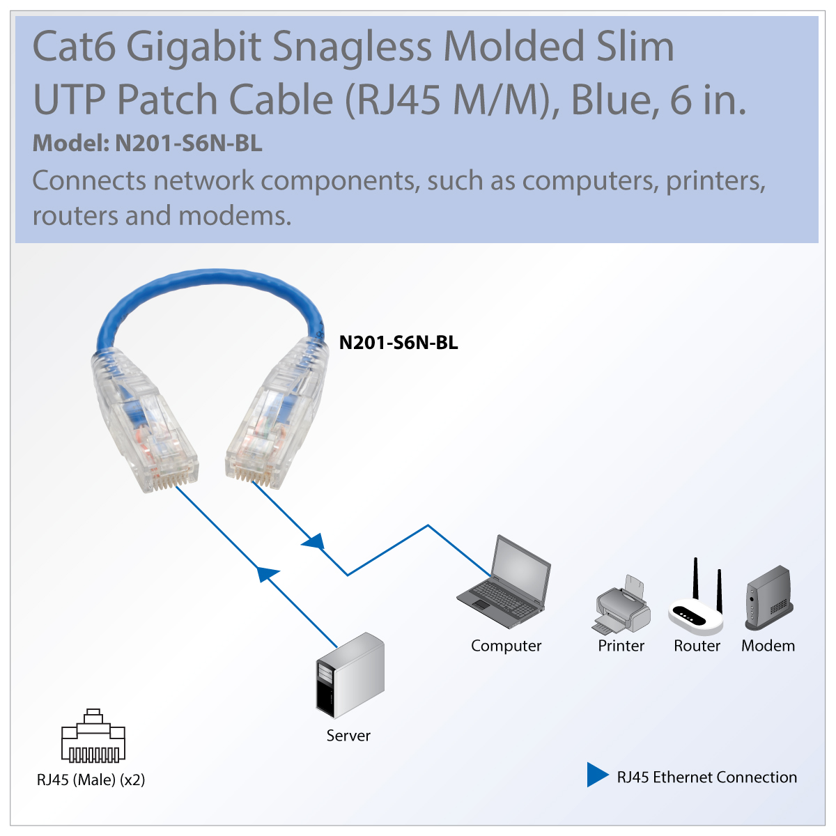 Tripp Lite Cat6a 10G-Certified Snagless Shielded STP PoE Patch (N262-030-BL