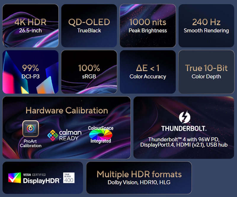 ProArt Display OLED PA27UCDMR key features