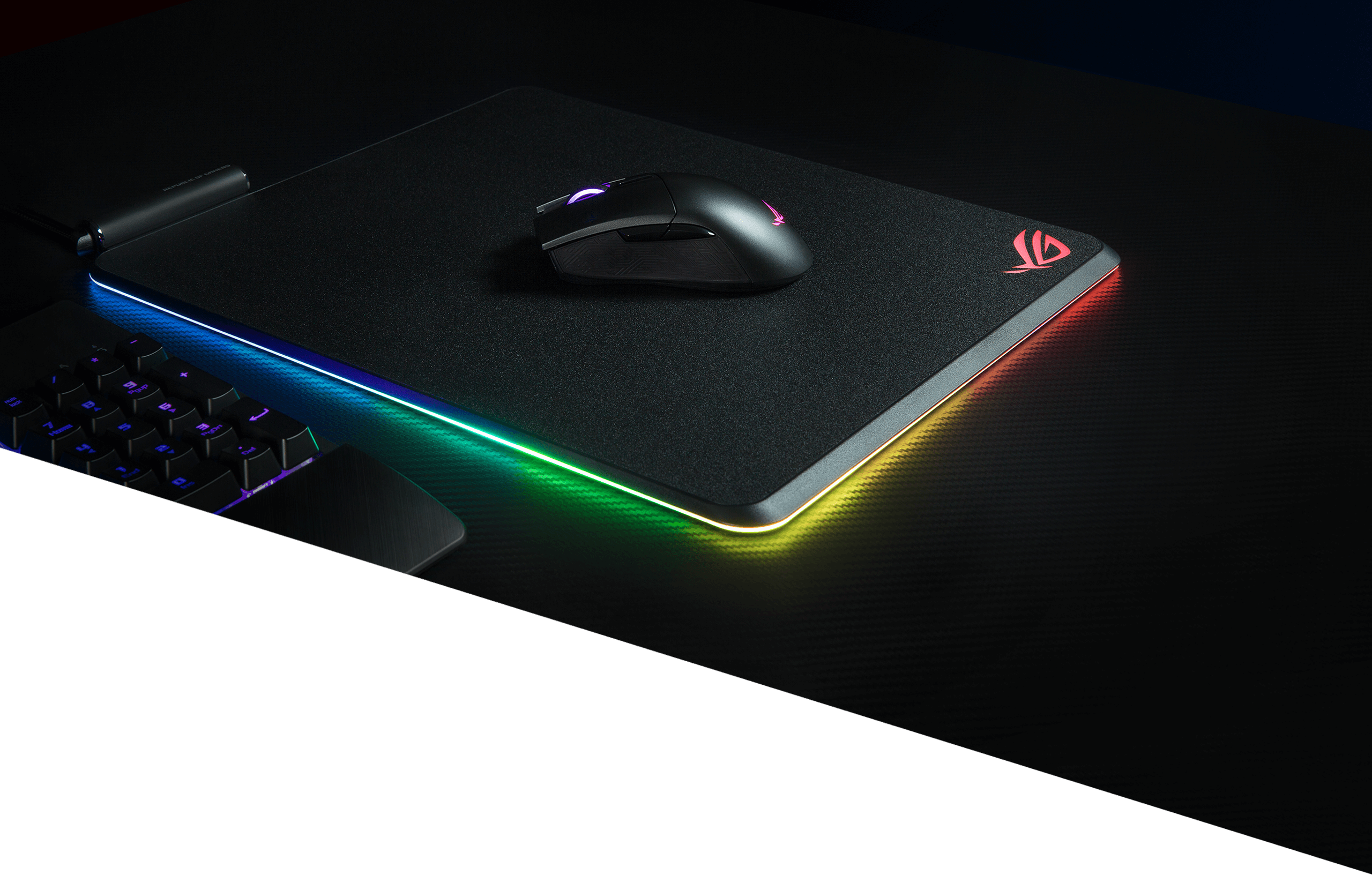 Asus Mousepad Tappetino per mouse gaming con Retroilluminazione LED USB -  90MP0120-B0UA00 ROG Balteus Qi