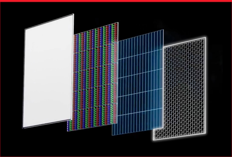 Image showing the graphene film behind the QD-OLED panel.