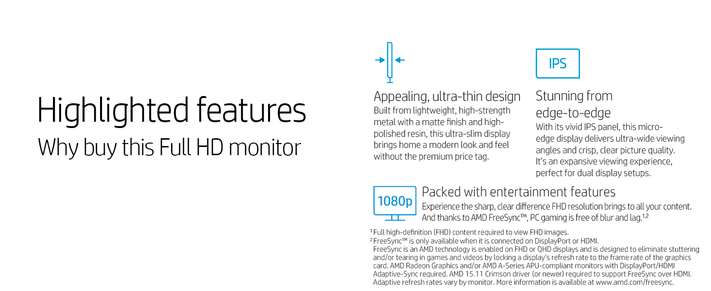 New HP 27f Display 27 Full HD IPS Ultra-Slim Backlit LED 5ms