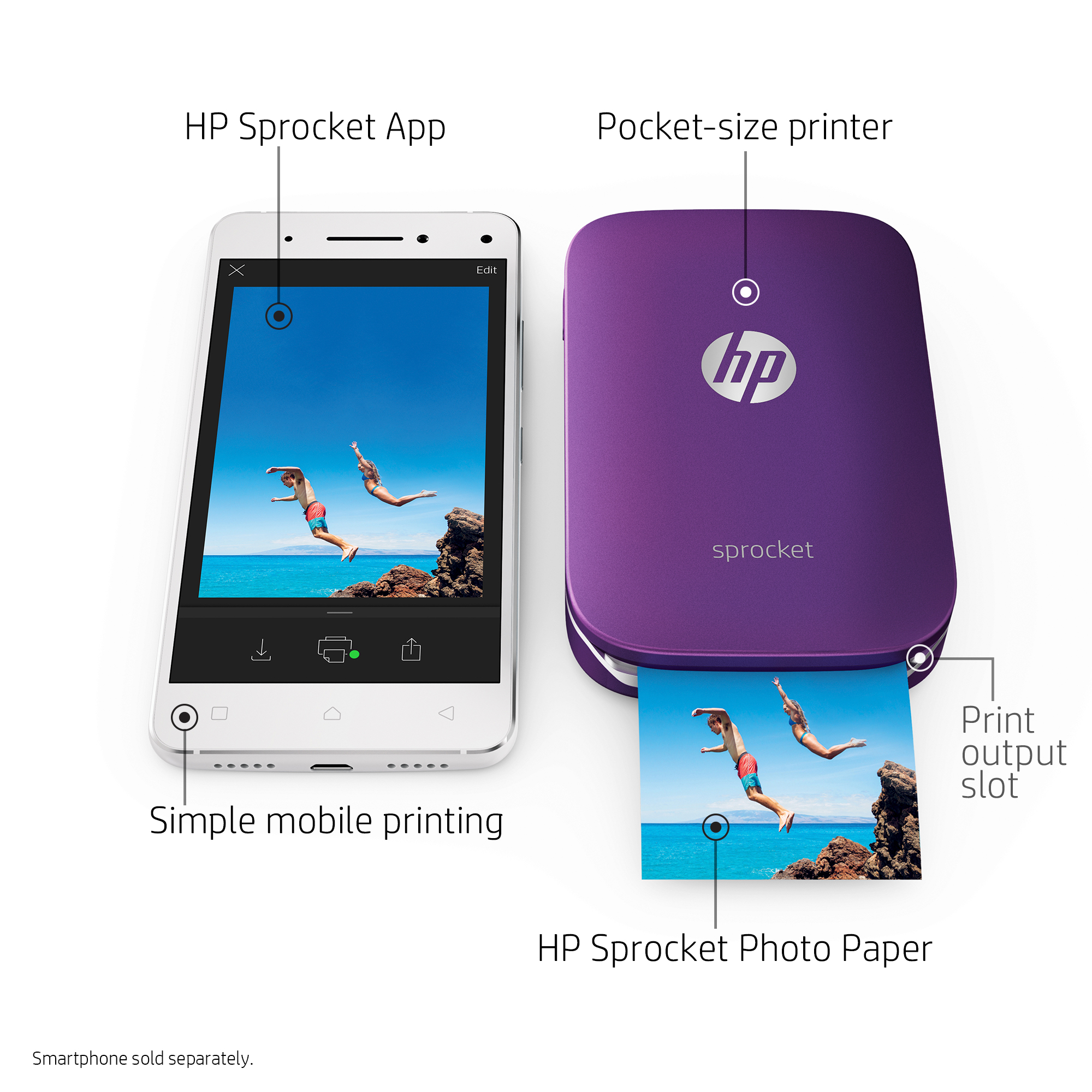 HP Sprocket Portable Photo Printer, Print Social Media Photos on 2x3  Sticky-Backed Paper - Red (Z3Z93A)