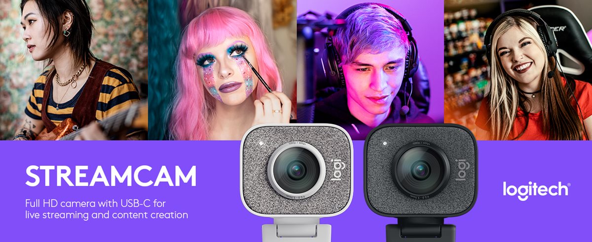  Logitech StreamCam, Live Streaming Webcam, Full 1080p HD 60fps  Vertical Video, Smart auto Focus and Exposure, Dual Camera-Mount  Versatility, with USB-C, for , Gaming Twitch, PC/Mac - White :  Electronics