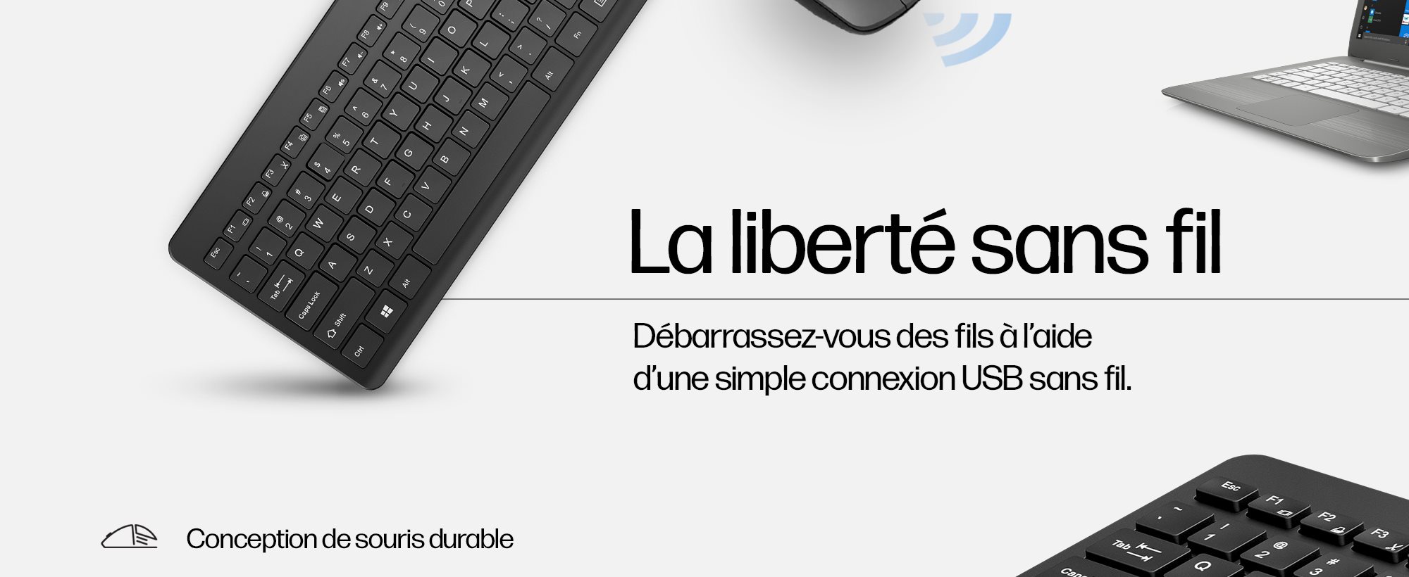 Pack clavier + souris sans fil HP 230   - Shopping et Courses  en ligne, livrés à domicile ou au bureau, 7j/7 à la Réunion