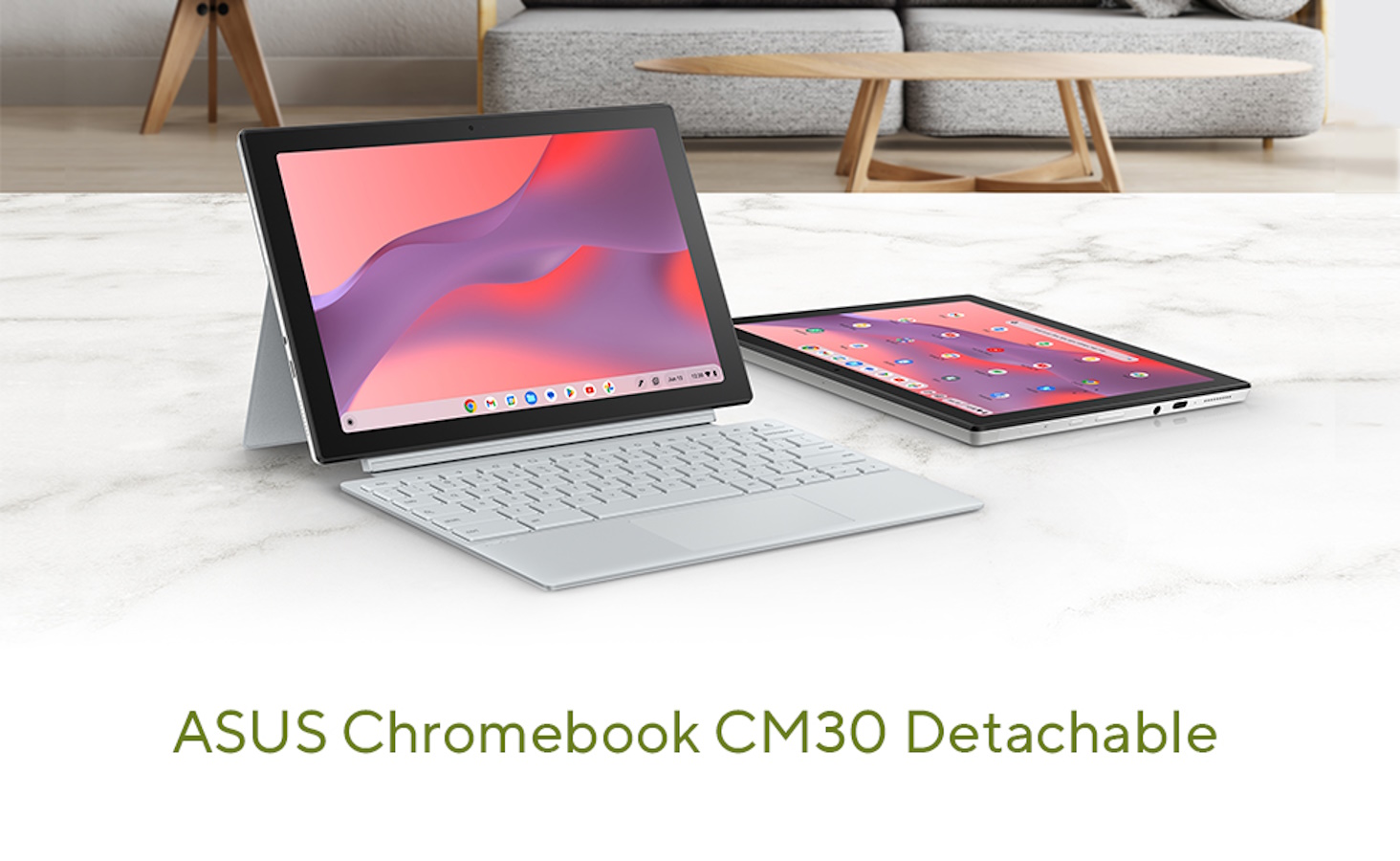 ASUS Chromebook CM30 10.5 inch WUXGA Touch 2-in-1 Tablet MediaTek 520 8186  8GB RAM 128GB eMMC Stylus Included Fog Silver