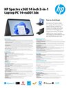 HP Spectre x360 14 inch 2-in-1 Laptop PC 14-eu0013dx datasheet
