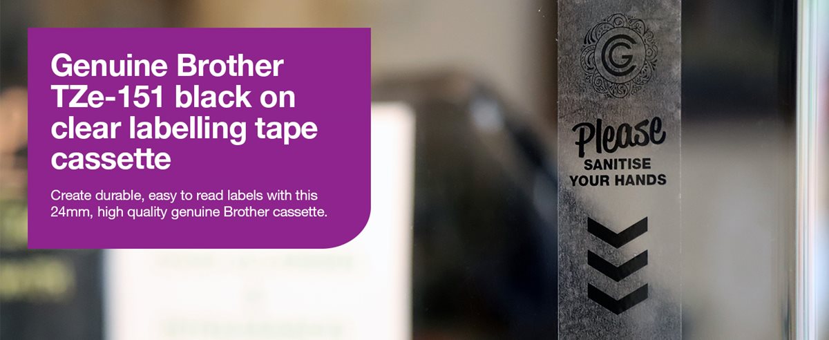 Genuine Brother TZe-151 black on clear labelling tape cassette