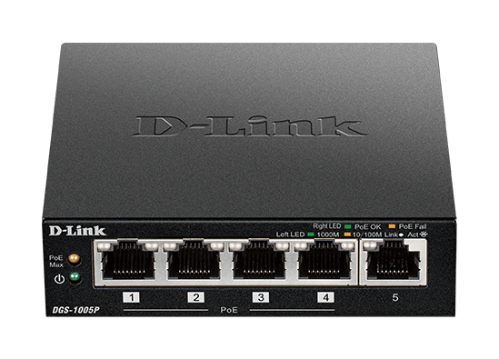 folie 1 von 3, vergrößern, dgs‑1005p 5‑port desktop gigabit poe+ switch
