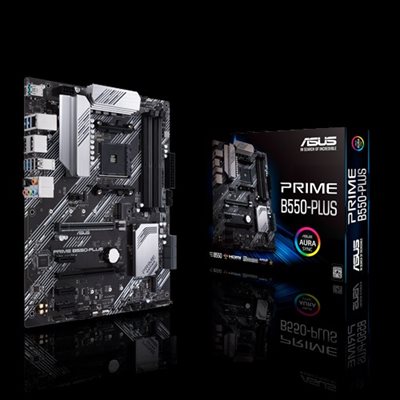  ASUS Prime B550-PLUS AMD AM4 Zen 3 Ryzen 5000 & 3rd Gen Ryzen  ATX Motherboard (PCIe 4.0, ECC Memory, 1Gb LAN, HDMI 2.1, DisPlayPort 1.2  (4K@60HZ), Addressable Gen 2 RGB Header