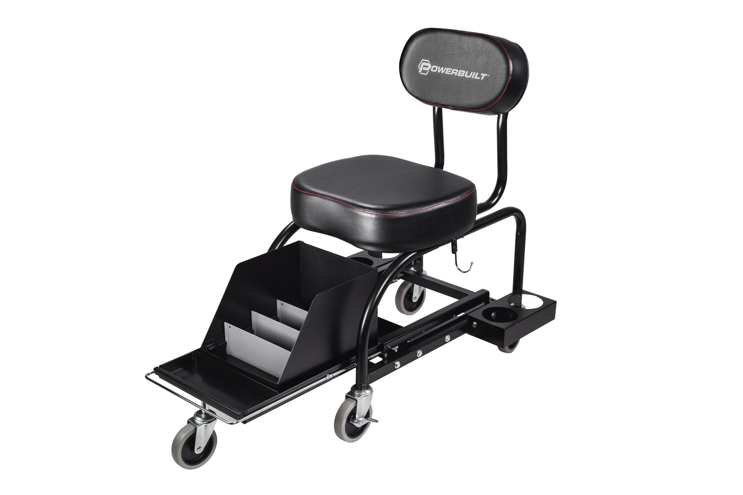 Alltrade Powerbuilt Professional Pneumatic Rolling Shop Seat, Black