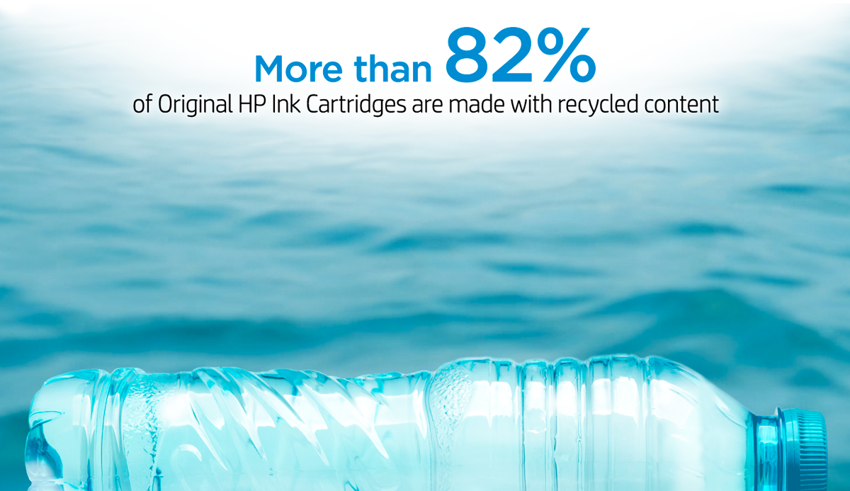 More than 80% of Original HP Ink Cartridges are manufactured with recycled content