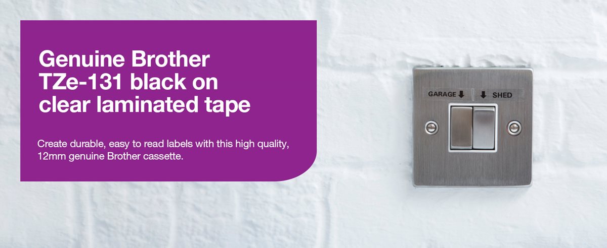 Genuine Brother TZe-131 black on clear laminated tape
