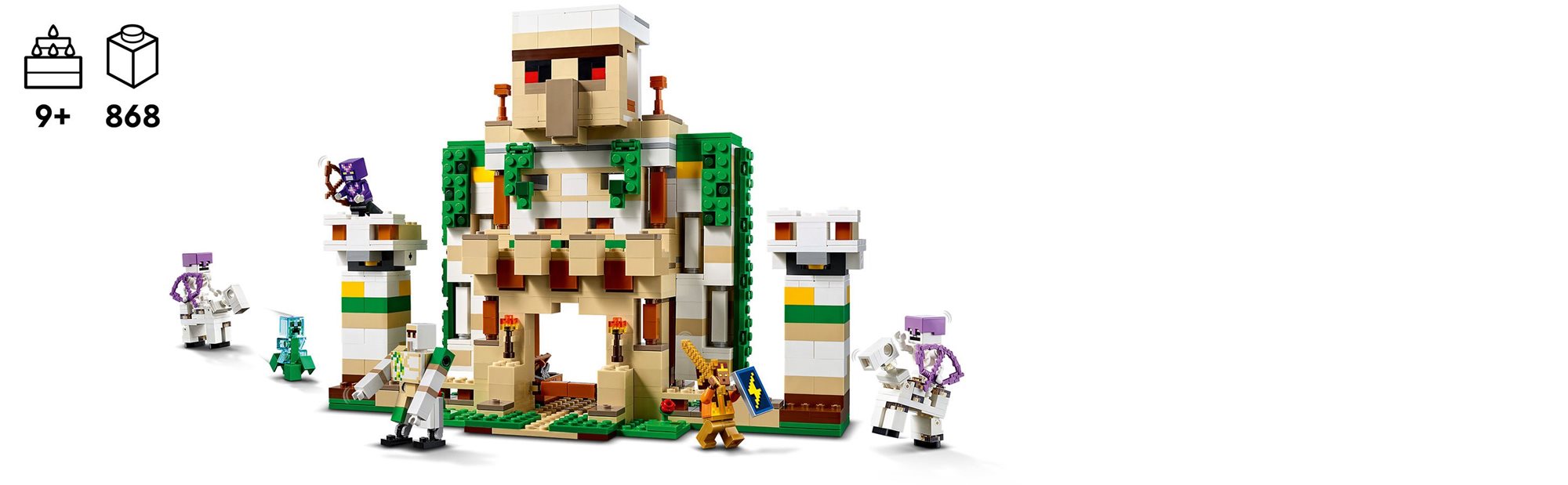 LEGO Minecraft The Iron Golem Fortress 21250 Building Toy Set, Playset  Featuring a Crystal Knight and Golden Knight, A Fortress and a Giant Golem