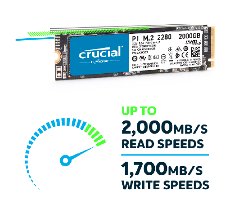 Crucial P1 1TB 3D NAND NVMe PCIe Internal SSD, up to 2000MB/s - CT1000P1SSD8