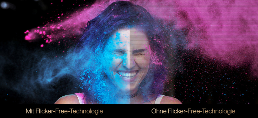 Vergleich von ProArt Display mit Flicker-free-Technologie und ohne Flicker-free-Technologie