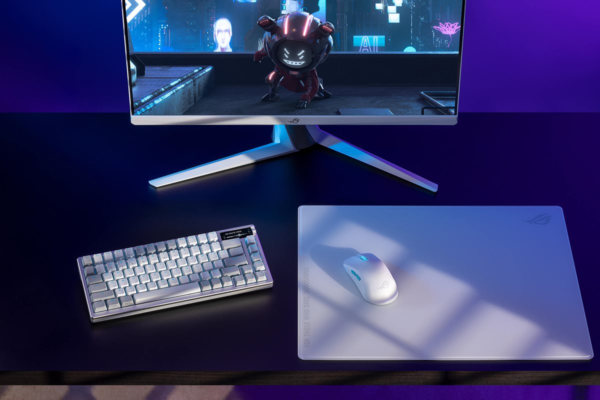ROG Azoth Moonlight White in a white desktop setup