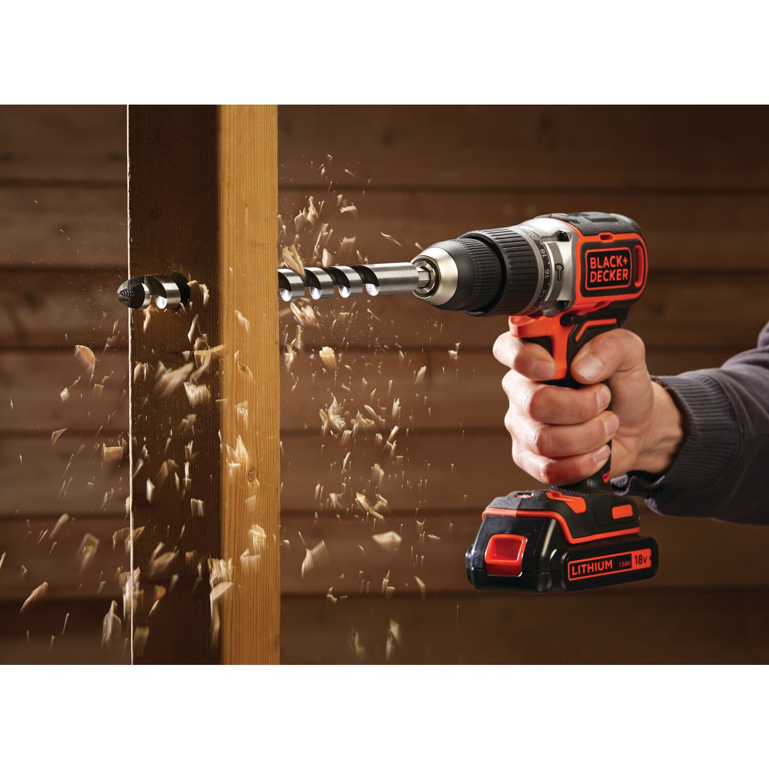 Black & Decker 18V Cordless 2 Gear Hammer Drill 1.5 Ah Battery Charger In Kitbox