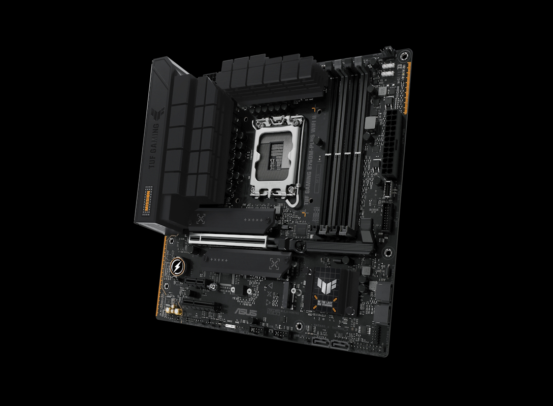 Folie {0} von {1}, Vergrößern, TUF GAMING B760M-PLUS WIFI II front view, 45 degrees