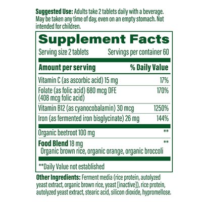 MegaFood Blood Builder Mini Supplement Facts