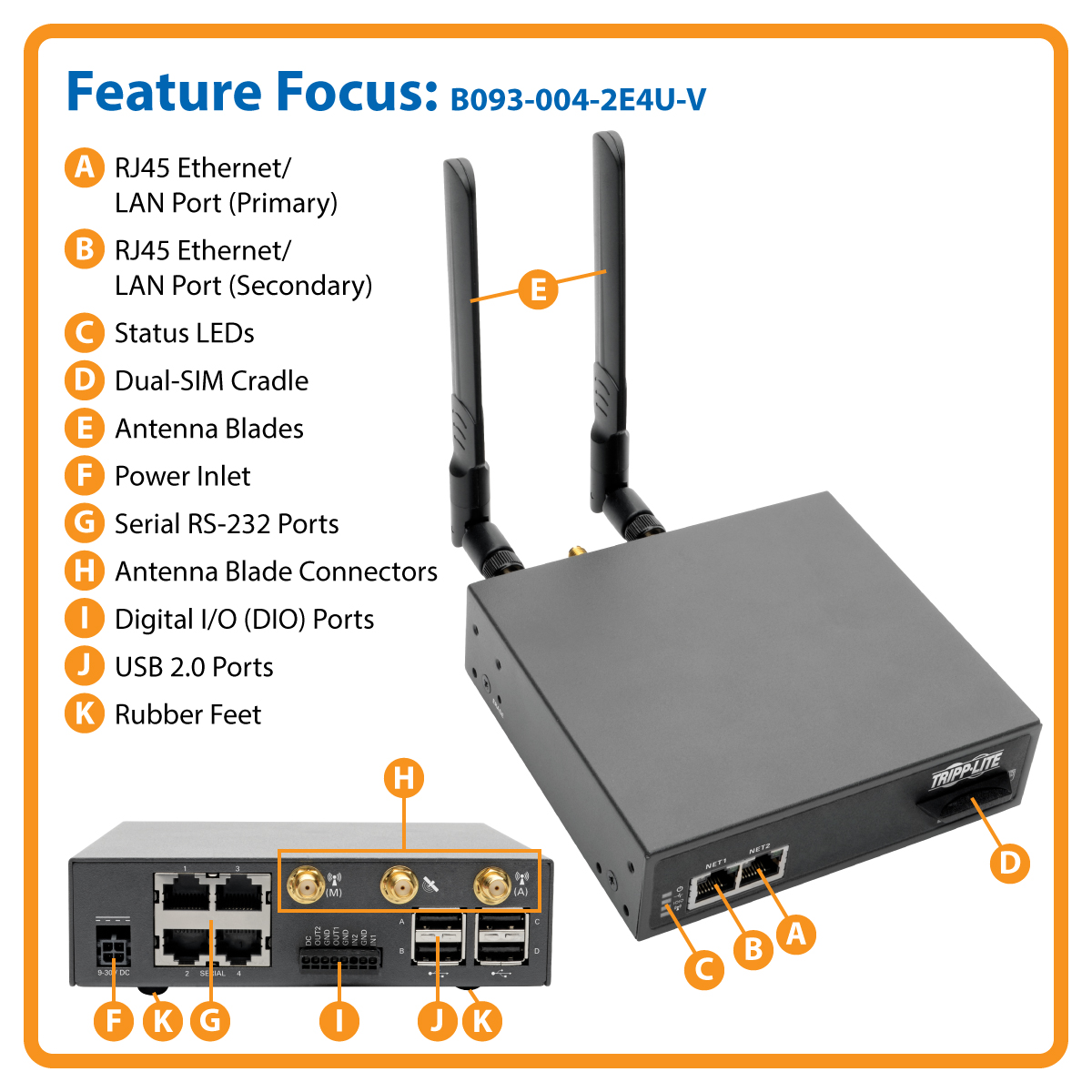 Tripp Lite 4-Port Console Server with 4G LTE Cellular Gateway