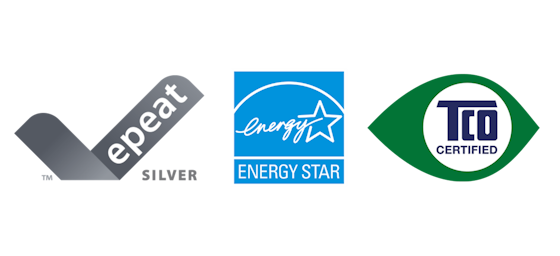 sustainability certifications, including EPEAT Climate+, Energy Star, and TCO.