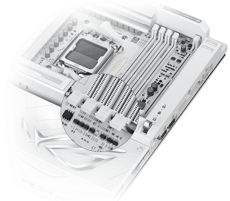 Das ROG Crosshair X870E Glacial unterstützt die NitroPath DRAM Technologie