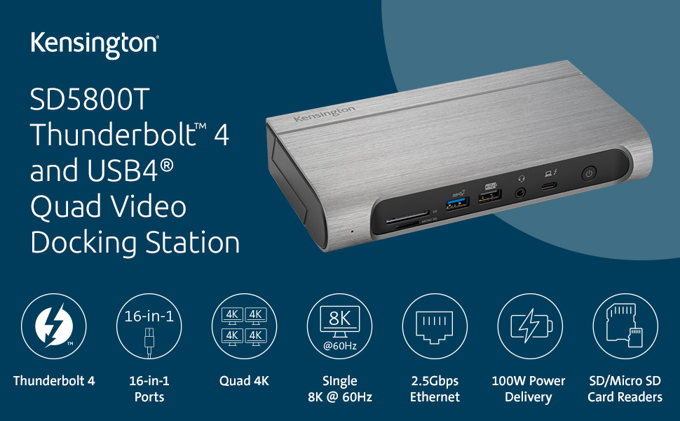 Kensington docking station USB4 / Thunderbolt 4 2 x HDMI, 2 x DP