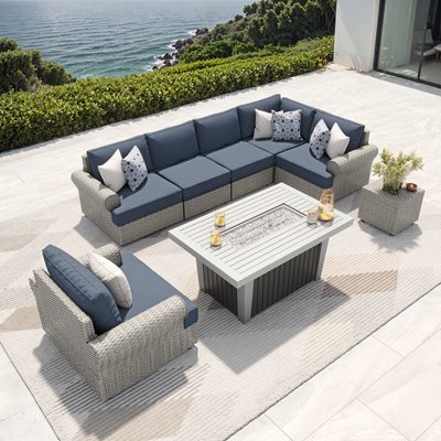 Sirio Regency 8-piece Fire Outdoor Patio Seating Set | Costco