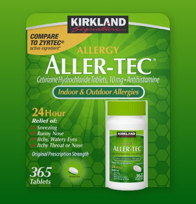 Kirkland Signature Aller-Tec Packaging