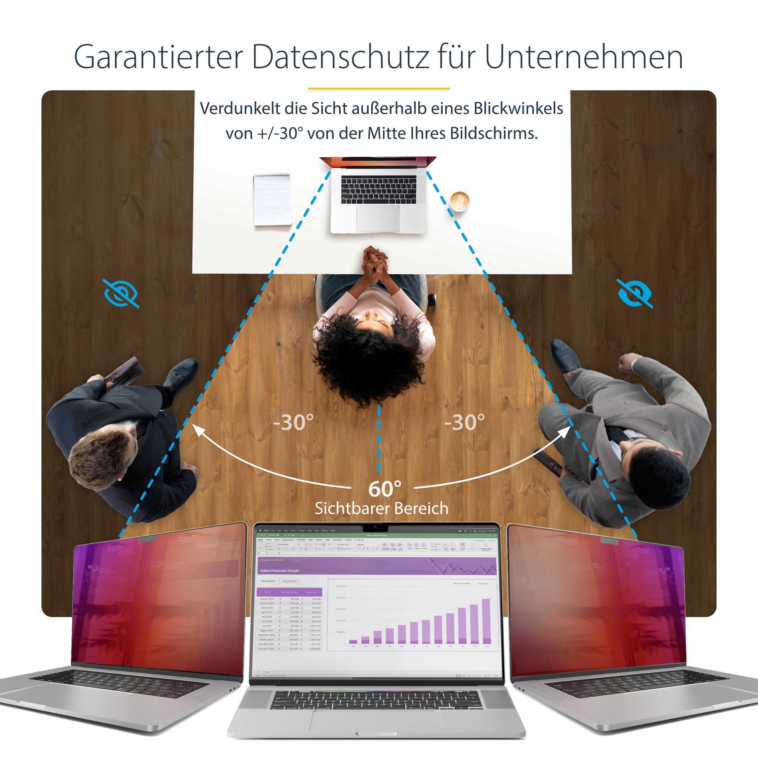 folie 2 von 8, vergrößern, 14 zoll macbook pro 21/23 blickschutz, doppelseitiger laptop goldfilter mit erhöhtem sichtschutz, +/- 30 grad (142mg-privacy-screen)