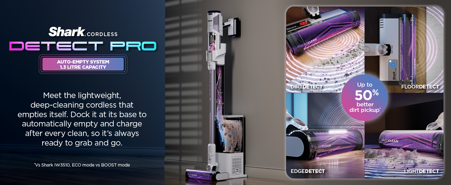 Shark Detect Pro Auto-Empty System, Cordless Vacuum with QuadClean