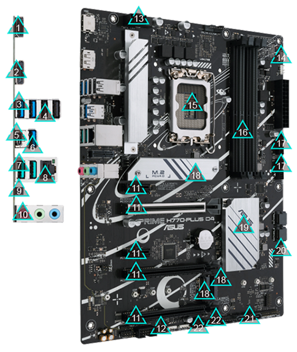 ASUS Prime H770-PLUS D4 Intel H770( 13th and 12th Gen) LGA 1700 ATX  motherboard with PCIe 5.0, 3xPCIe 4.0 M.2 slots, DDR4, 2.5Gb LAN,  DisplayPort,