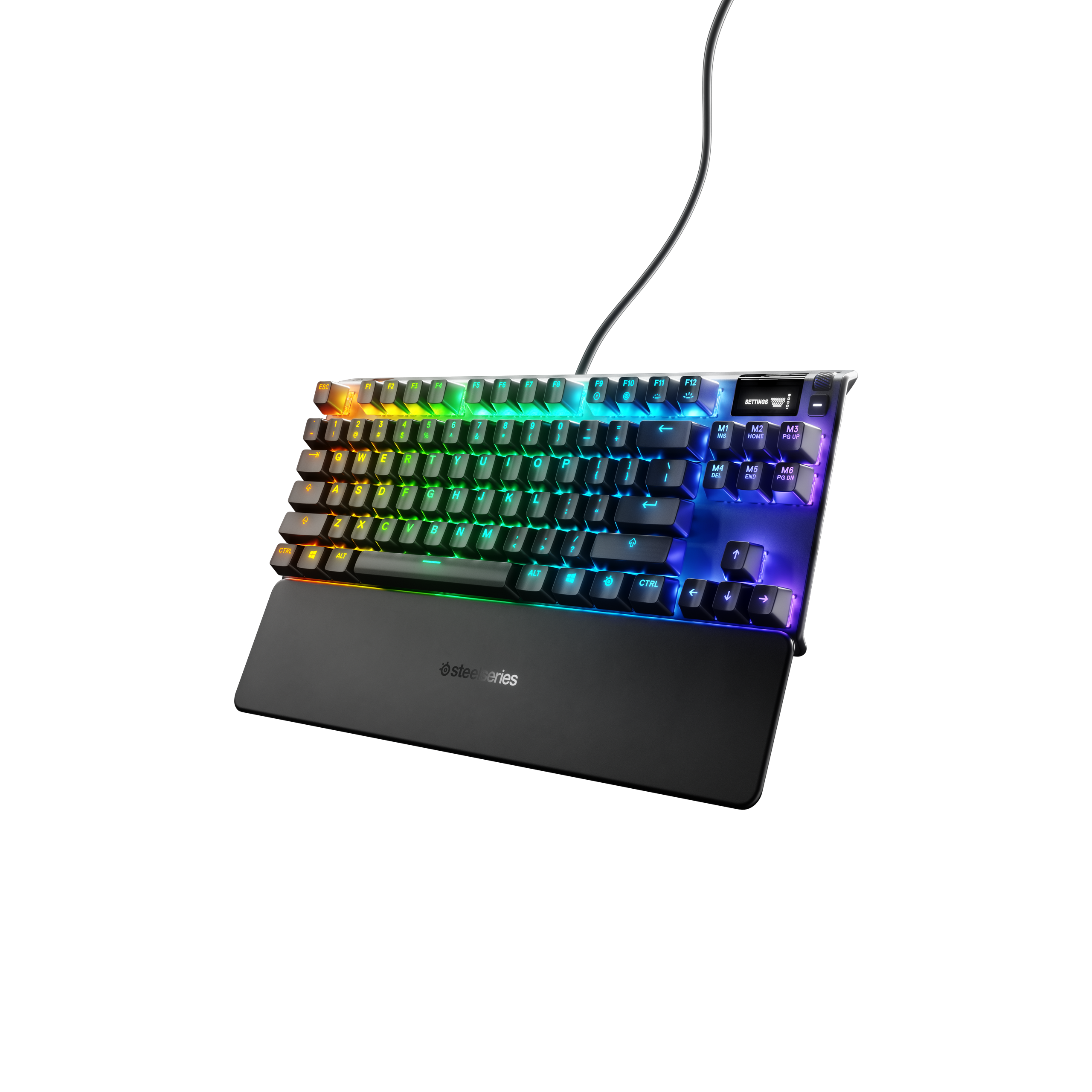  SteelSeries Apex 7 TKL Compact Mechanical Gaming Keyboard –  OLED Smart Display – USB Passthrough and Media Controls – Linear and Quiet  – RGB Backlit (Red Switch) - Ghost : Electronics