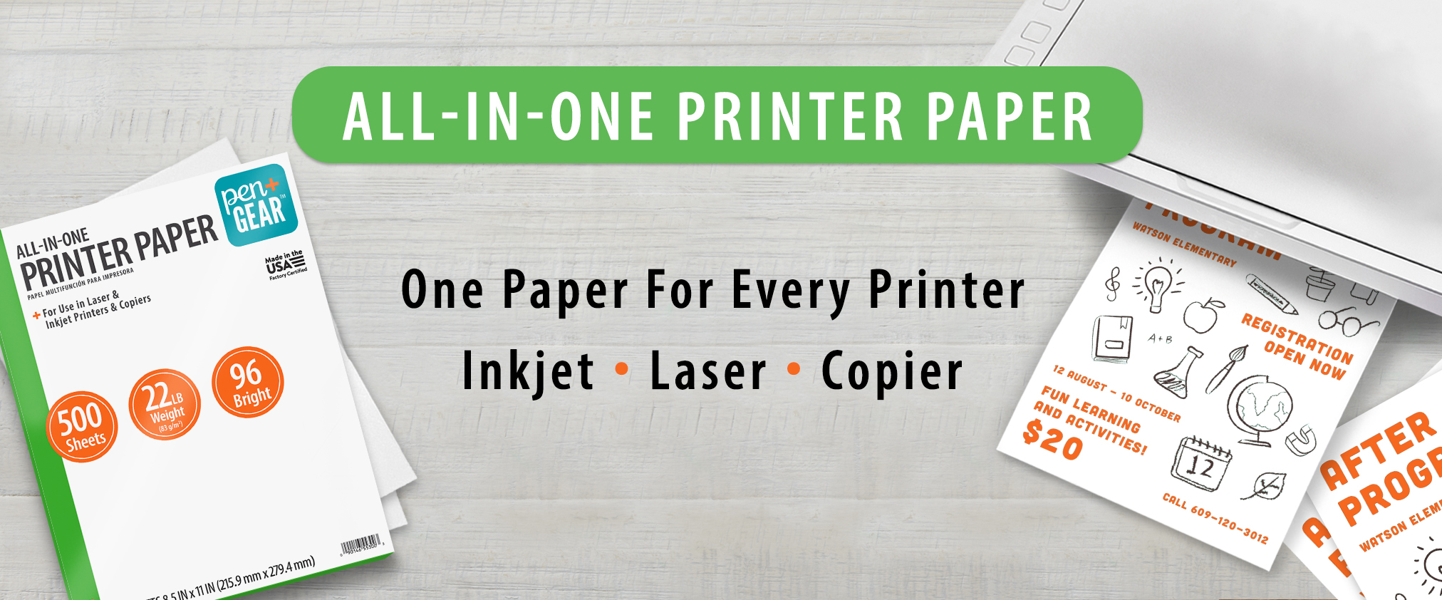 Pen+Gear All-in-One Printer Paper, 8.5 x 11, 96 Bright, 22