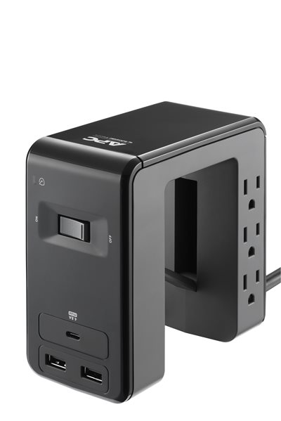 APC SurgeArrest Essential Multi-Use 6 Outlet with 2 Type-A 1 Type-C Port 4.8A USB Charger 120V