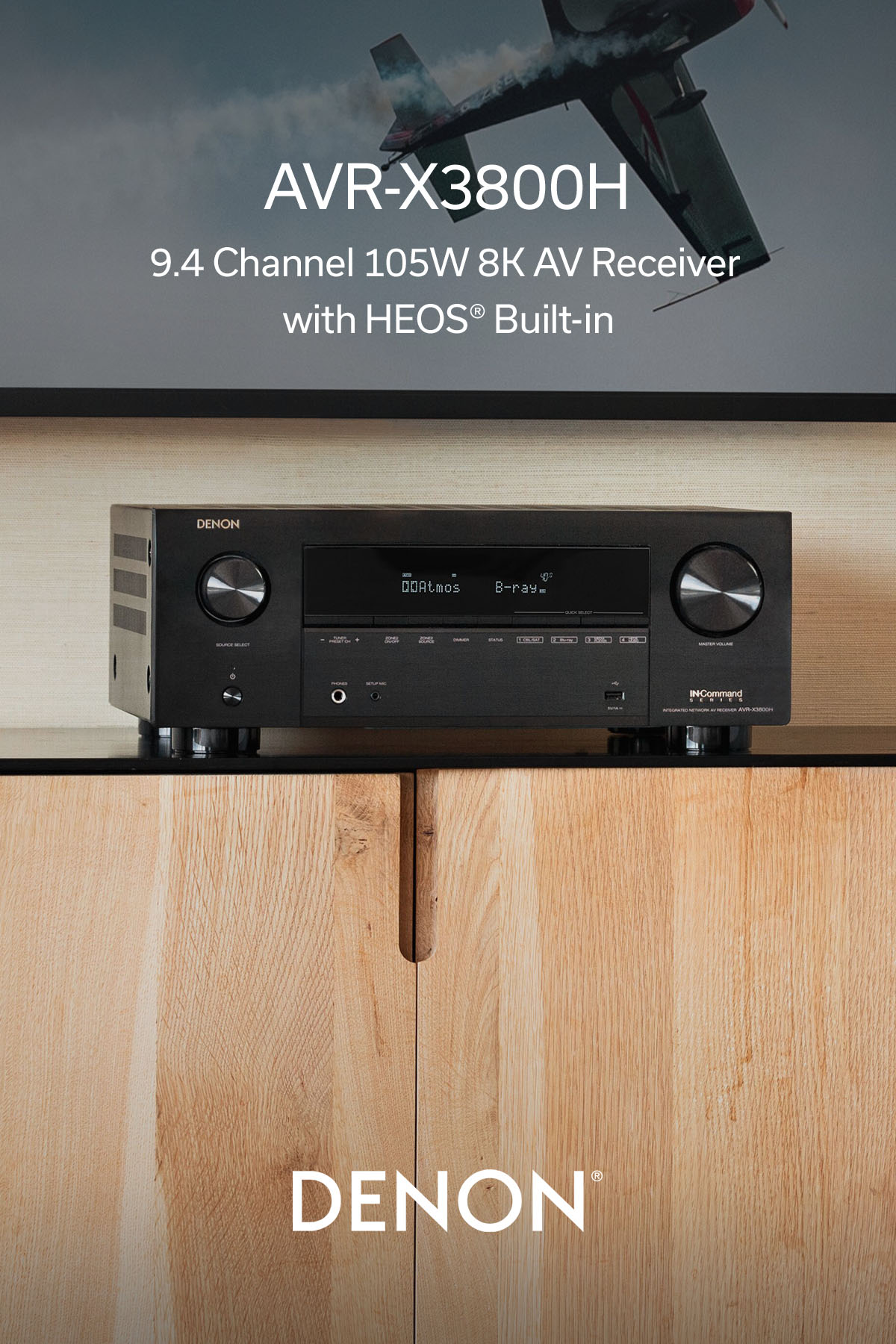 Denon AVR-X3800H 9.4 Ch. 105W 8K AV Receiver with HEOS® Built-in